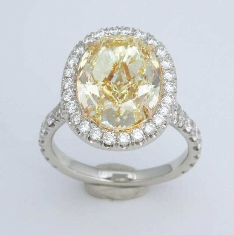 6 Carat Oval Fancy Yellow Diamond Ring GIA Certified Engagement Ring