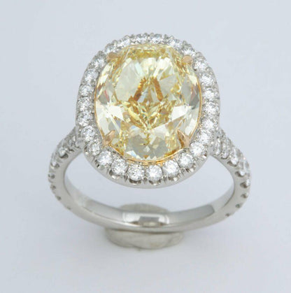 6 Carat Oval Fancy Yellow Diamond Ring GIA Certified Engagement Ring