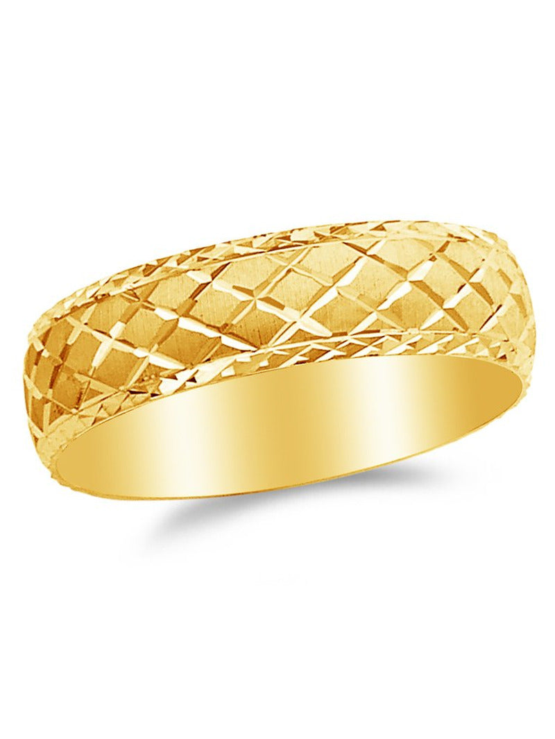 14K Yellow Gold 6Mm Diamond-Cut Men'S Wedding Band Ring , Size 10