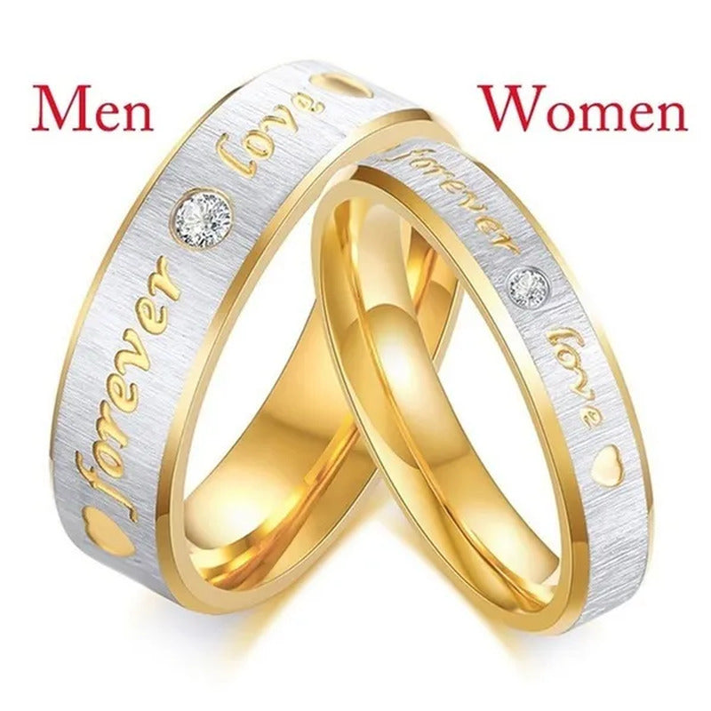 Stainless Steel Couple Forever Love Gold Titanium Couple Rings Jewlery Charm Dia