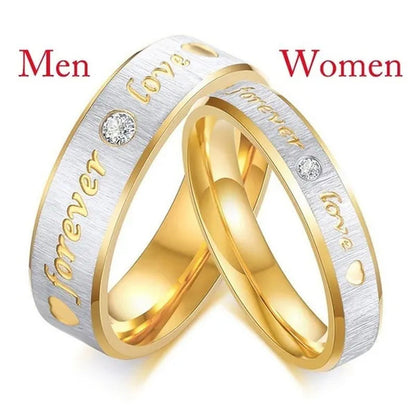 Stainless Steel Couple Forever Love Gold Titanium Couple Rings Jewlery Charm Dia
