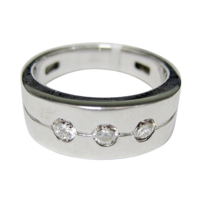 DIAMOND MENS BAND CENTER LARGER THEN MATCHING SIDE DIAMOND