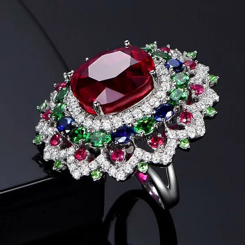 Luxurious 925 Silver Natural Gemstones Ruby and Emerald and Sapphire White Sapph
