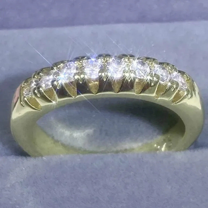 Luxury Silver /18K Gold Ring 925 Sterling Silver Womens Ring White Sapphire Wedd