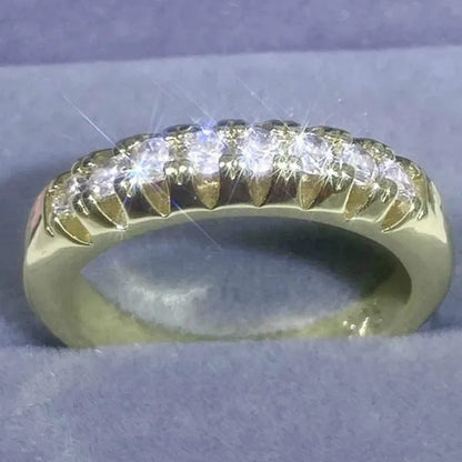 Luxury Silver /18K Gold Ring 925 Sterling Silver Womens Ring White Sapphire Wedd