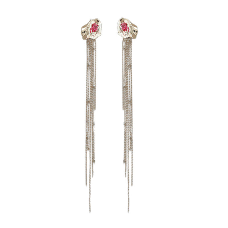 Rose Petal Tassel Stud Earrings