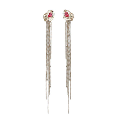 Rose Petal Tassel Stud Earrings