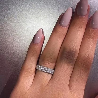 YOHAPP Exquisite Fashion Silver Ring Natural White Sapphire Charming Diamond Inf