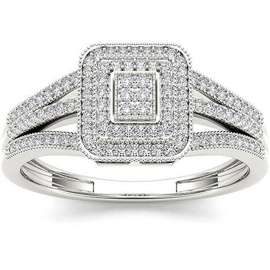 1/6 Carat T.W. Diamond Cluster 10Kt White Gold Engagement Ring