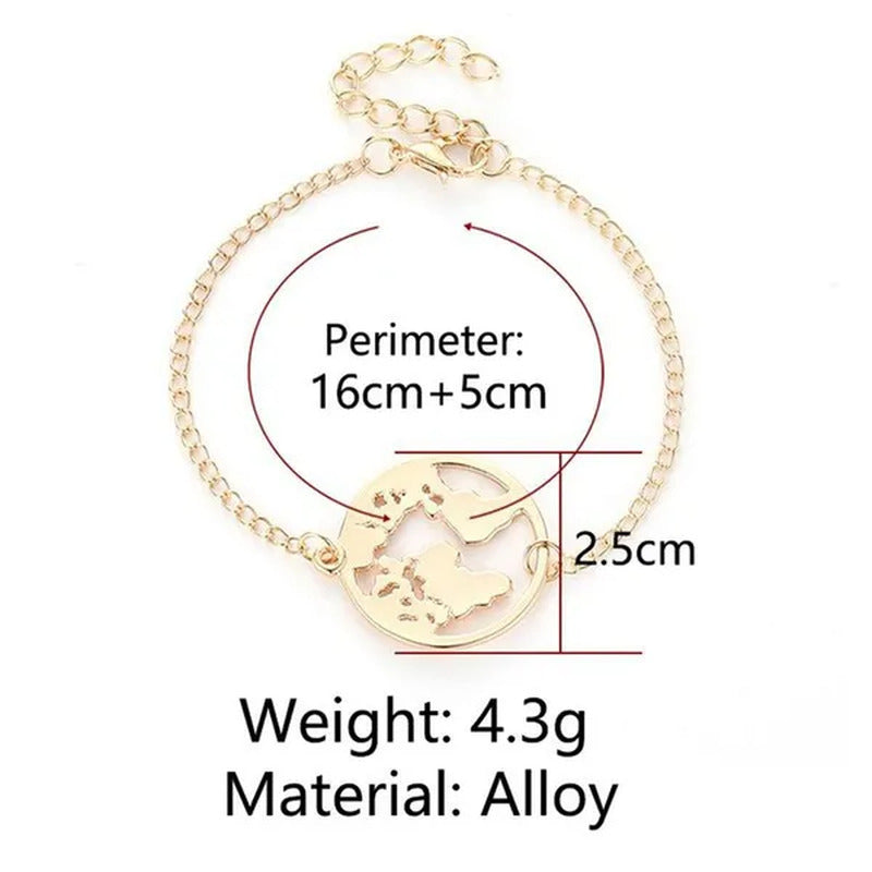 Chain Link World Map Bracelets Bangles Jewelry Globe Bracelet Charm Travel Jewel