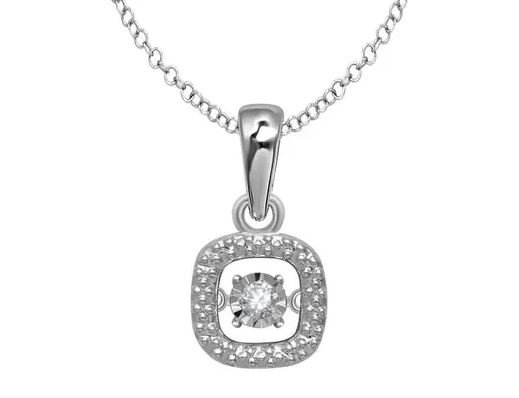 Glittering Stars Diamond Pendant in Sterling Silver with Chain