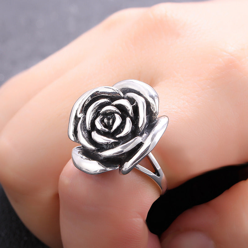 Silver 925 Silver Ring Natural Three-Dimensional Carved Ring Vintage Personality