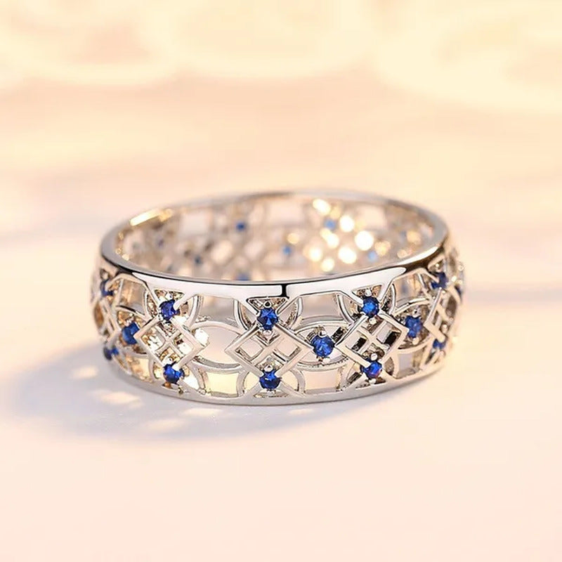 4 Color 925 Silver Anniversary Statement Ring Natural Gemstones Sapphire & Emera