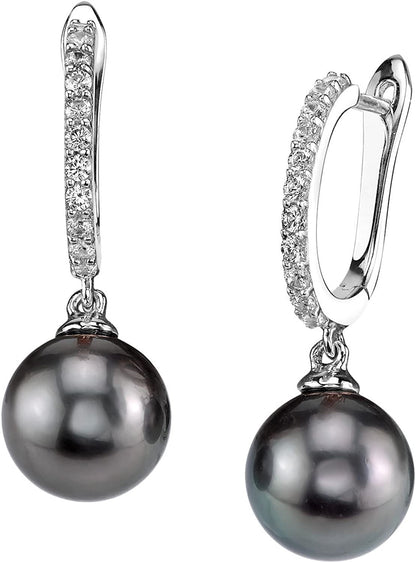 8-9Mm Genuine Black Tahitian South Sea Cultured Pearl Zara Earrings for Women