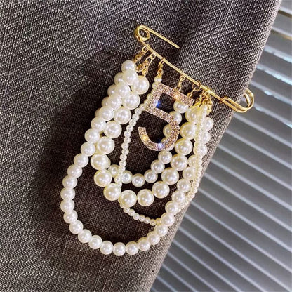 CXDTBH Heavy Industry Pearl Tassel Brooch Fashion Temperament Atmosphere Brooch