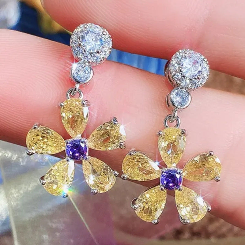 Fashion Bridal Wedding Earrings Jewelry Gifts Silver Plated Lab Diamond Gemstone