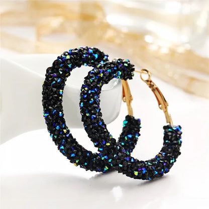 Rhinestone Zircon Flash Ring round Diamond Earrings Female Silver Gold Stud Earr