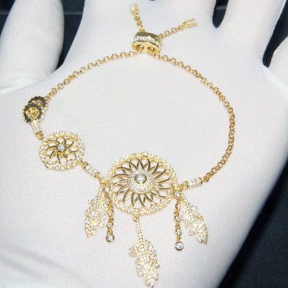 S925 Sterling Silver Women'S Diamond Set Dream Catcher Bracelet