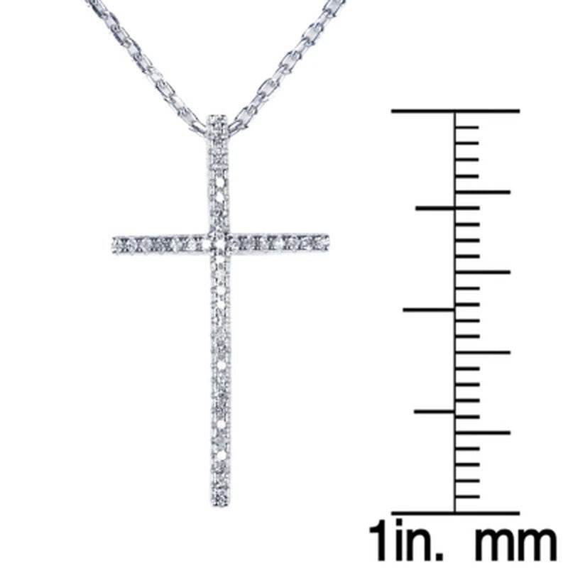 0.10 CT. T.W. Diamond Cross Pendant in Sterling Silver