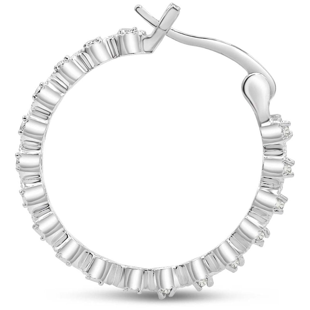 1/4 Carat Diamond Hoop Earrings, 3/4 Inch for Women