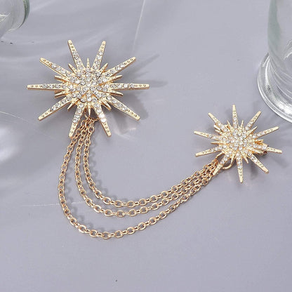 Fikalife Fashion Snowflake Brooch Alloy Tassel Chain Brooch Lady Jewelry Accesso