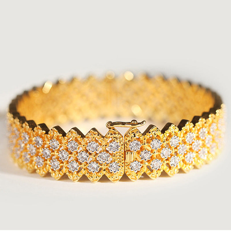 Craft Vintage Bracelet S925 Silver Gold-Plated Zirconium Diamonds
