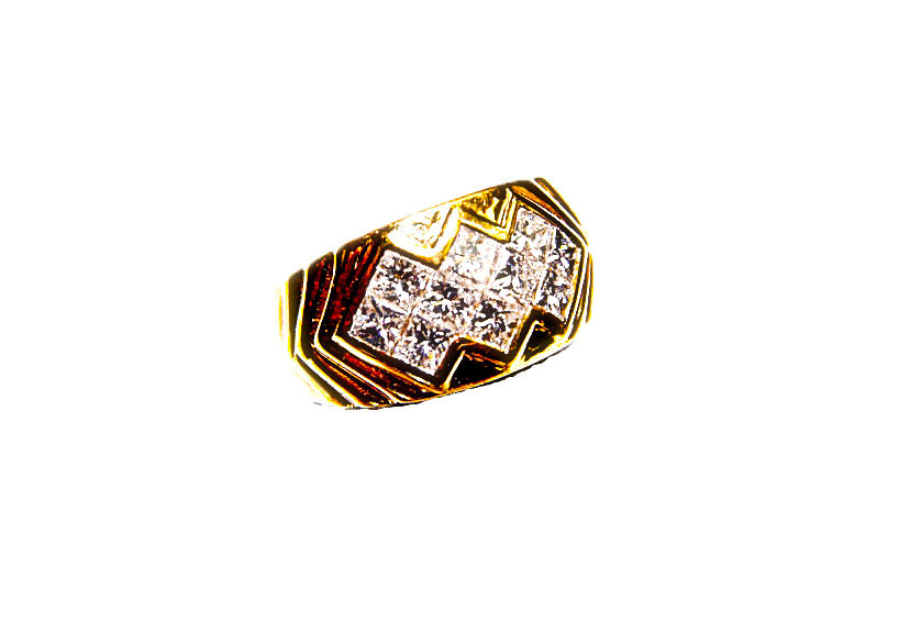 1.77 CT PRINCESS CUT INVISIBLE SET DIAMOND TOP SET BAND 10 STONE 17 POINTER 18 K