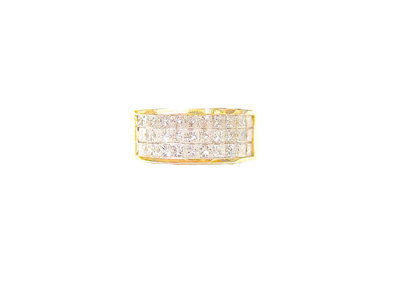 3 ROW PRINCESS CUT TOP ONLY DIAMOND BAND 30 STONES INVISIBLE SET DIAMOND BAND