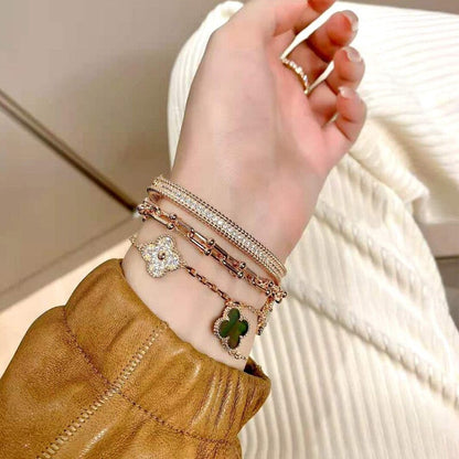 100% 925 Sterling Silver Simulated Moissanite Diamond Charm Bracelets Bangle