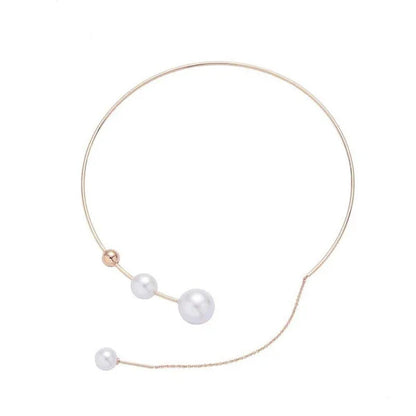 1Pcs Pearl Choker Necklace Elegant Big White Imitation Pearl Choker Necklace Cla