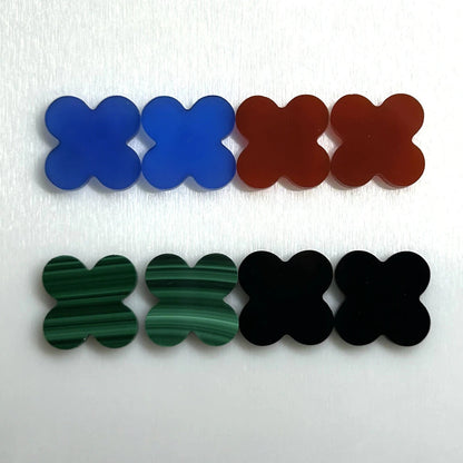 Four Leaf Clover Stone 13X13X2Mm Natural Green Malachite for VC Necklace Making