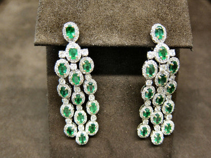 EMERALD OVAL SHAPE DIAMOND ROUND BRILLIANT SHAPE DANGLE