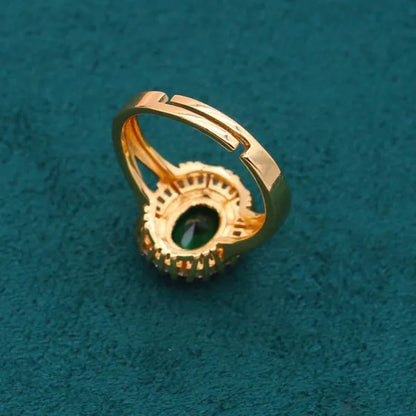 New Arrivals Gold Color Jewelry Sets for Women Wedding Green Zircon Bracelet Ear