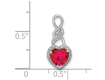 3/4 Carat (Ctw) Ruby Heart Pendant Necklace in 14K White Gold with Chain
