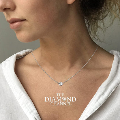 AGS Certified Diamond Necklace for Women Brilliant-Cut Diamond Bezel-Set Necklac