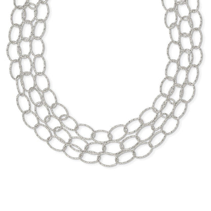 925 Sterling Silver Layered Hammered Fancy Link Necklace 18 Inch Jewelry Gifts f