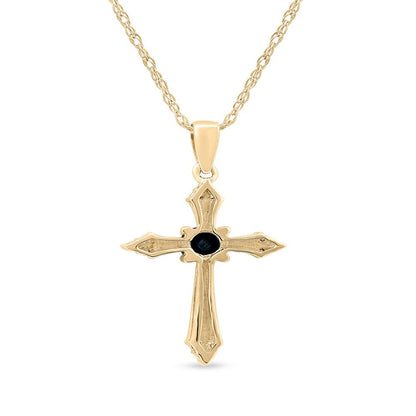 Imperial Gemstone 10K Yellow Gold round Cut Blue Sapphire Diamond Accent Cross N