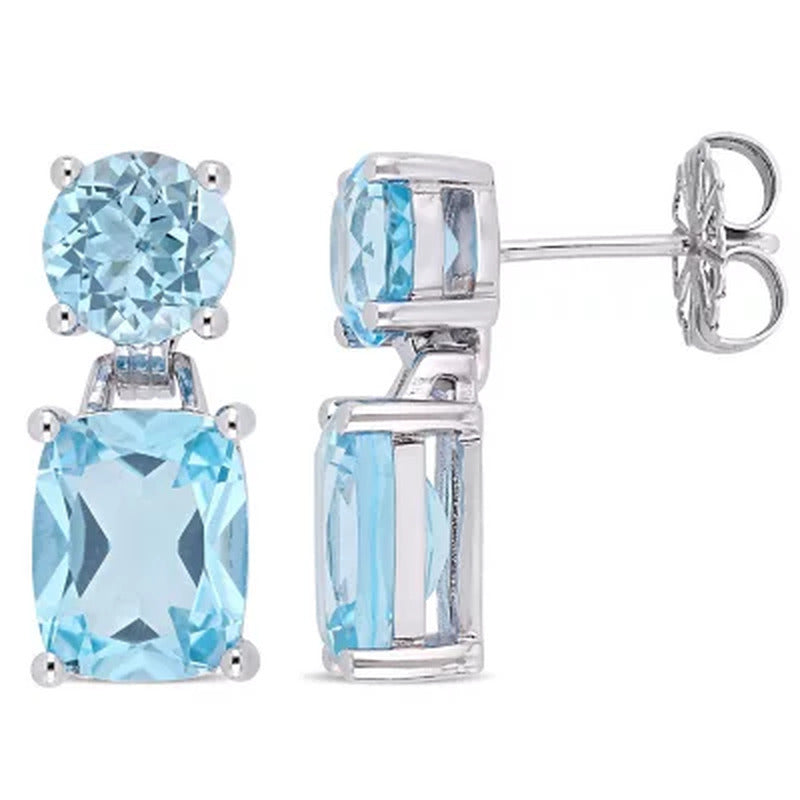 Blue Topaz Dangle Earrings in Sterling Silver