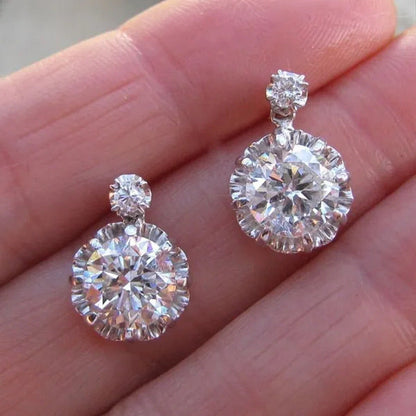 Elegant 2.20CT round Cut Diamond 925 Sterling Silver Stud Earrings for Women Bri