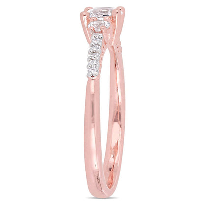1/3 Carat T.G.W. Created White Sapphire and Diamond-Accent Rose Plated Sterling