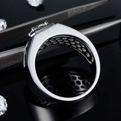 Fashion New Moissanite Double T Men'S Ring S925 Silver Inlay