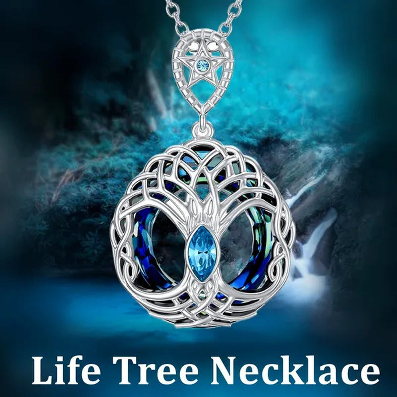 European and American Fashion Women Celtic Life Tree Crystal Pendant Necklace 92