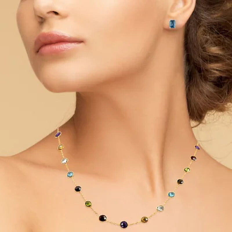 London Blue Topaz Emerald Cut Earrings in 14K White Gold