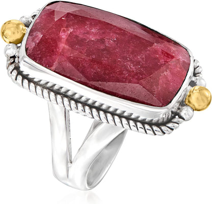 9.50 Carat Ruby Ring in 2-Tone Sterling Silver