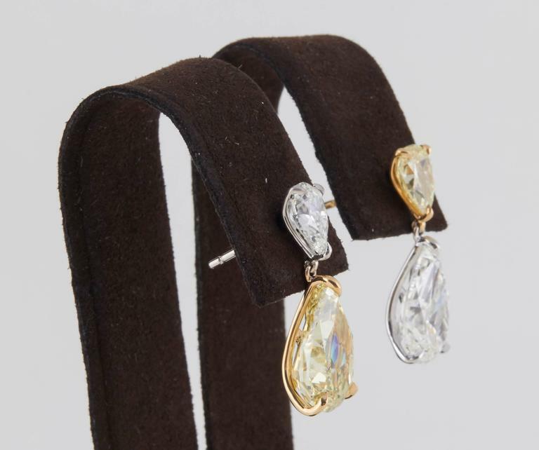 Incredible GIA certified Yellow and White Diamond Two Color Gold Earrings