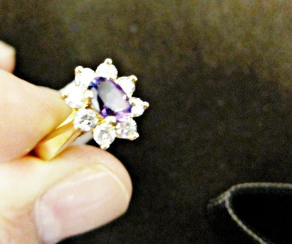 AMETHYST EIGHT DIAMOND RING TOP SET AMETHYST DIAMOND BAND AMETHYST RING DIAMOND