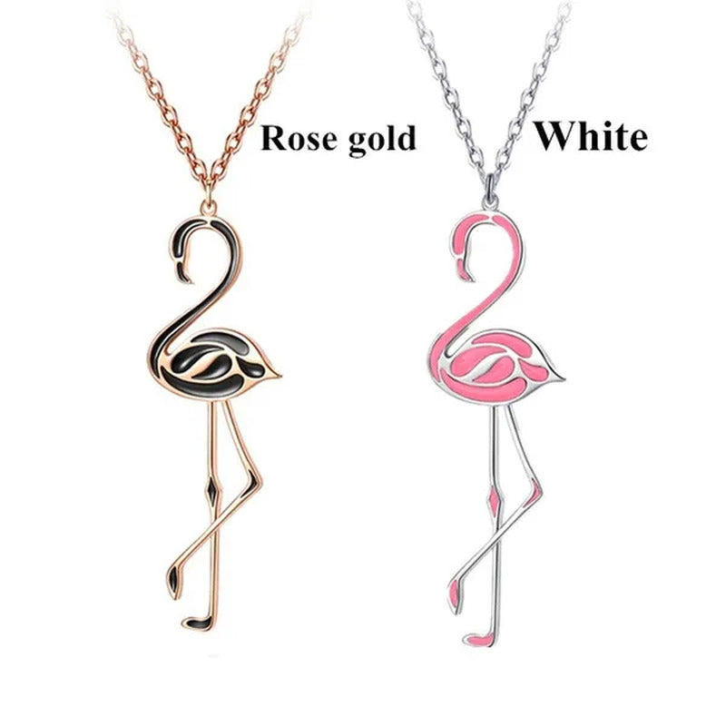 Romantic Elegant Engagement Wedding Linkchain Animal Shape Flamingo Pendant Neck