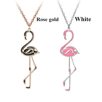 Romantic Elegant Engagement Wedding Linkchain Animal Shape Flamingo Pendant Neck