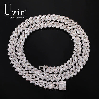 Prong 13Mm Cuban Chain Micro Pave Cubic Zircon Mixed Luxury Bling Bling Full