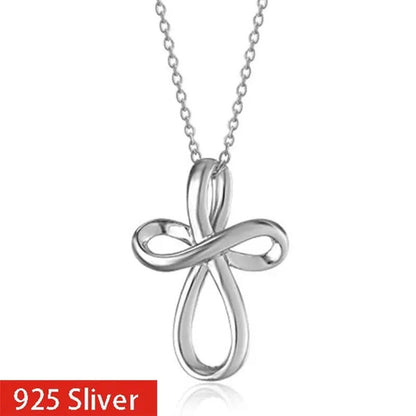 Simple Style 925 Sterling Silver Cross Pendant Necklace for Women Romantic Weddi